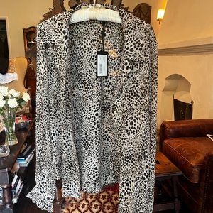 PAIGE Tops | Silk Leopard Print Blouse | Color: Cream/Tan